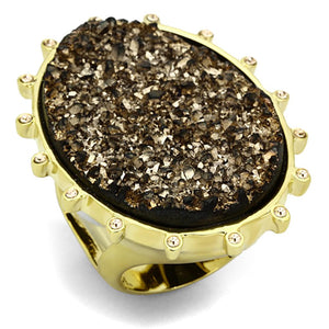 VL087 - IP Gold(Ion Plating) Brass Ring with Synthetic Synthetic Stone in Champagne