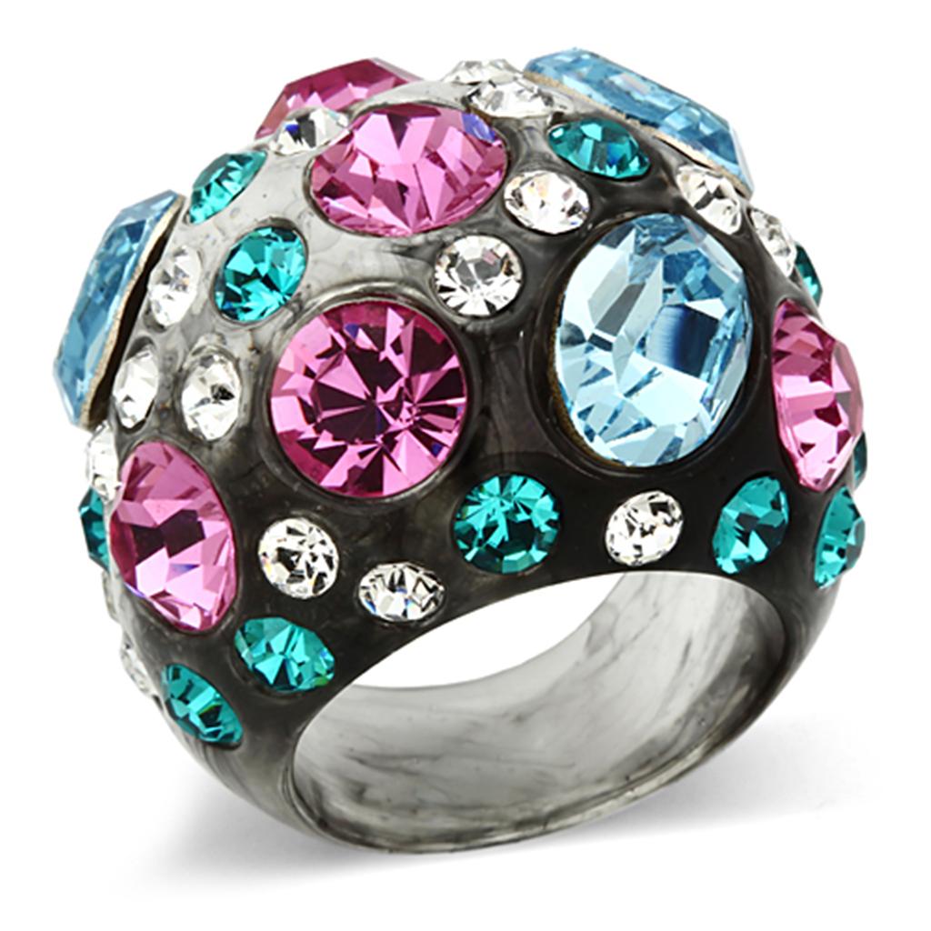 VL103 -  Resin Ring with Top Grade Crystal  in Multi Color