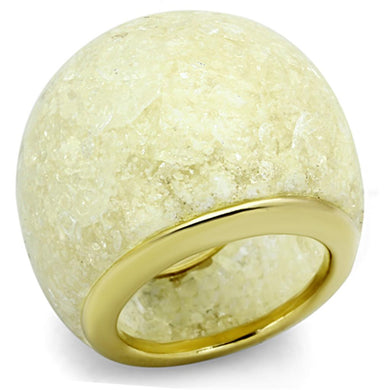 VL109 - IP Gold(Ion Plating) Stainless Steel Ring with Synthetic Synthetic Stone in Citrine Yellow